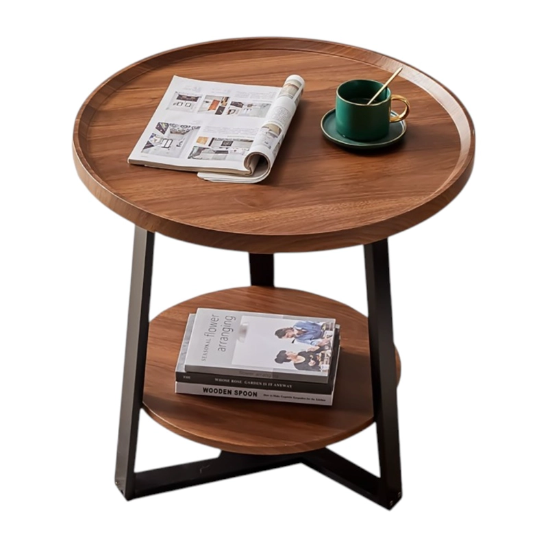 MESA LATERAL UNISEX DECODREAMS CAFE  REDONDA 60CM REPISA Y ESTRUCTURA NEGRA - 5