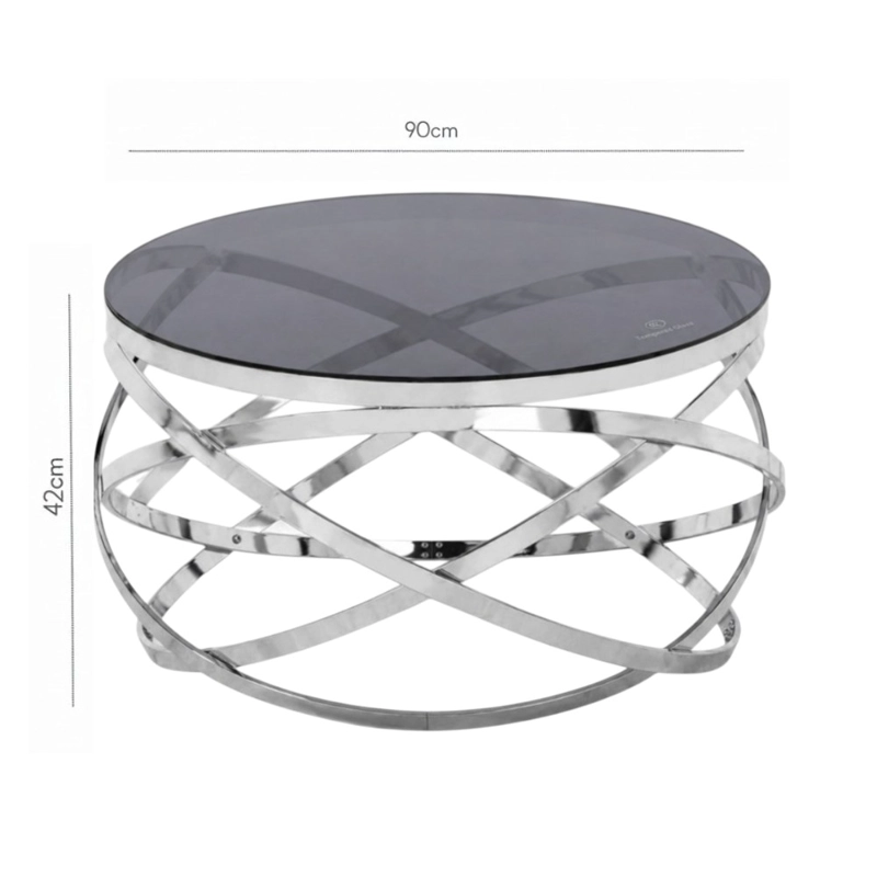 MESA DE CENTRO HOGAR DECODREAMS PLATEADO ORBIT 90CM VIDRIO TEMPLADO - 2