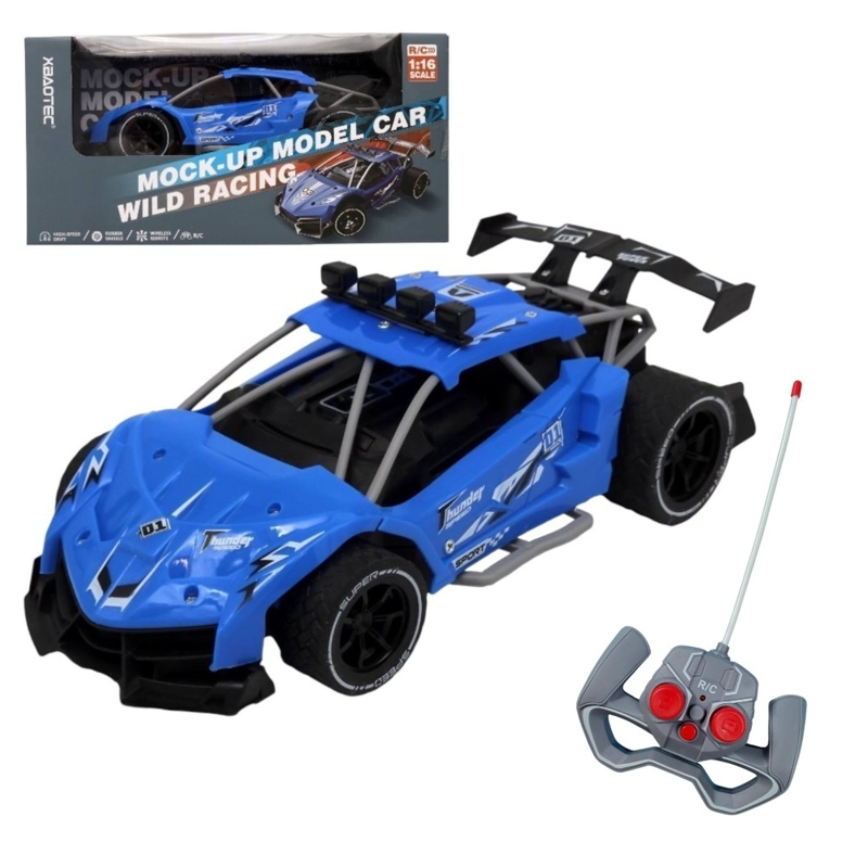 AUTO A CONTROL REMOTO KIDSTAR AZUL ESCALA 1:16 RECARGABLE USB CON LUCES - 1