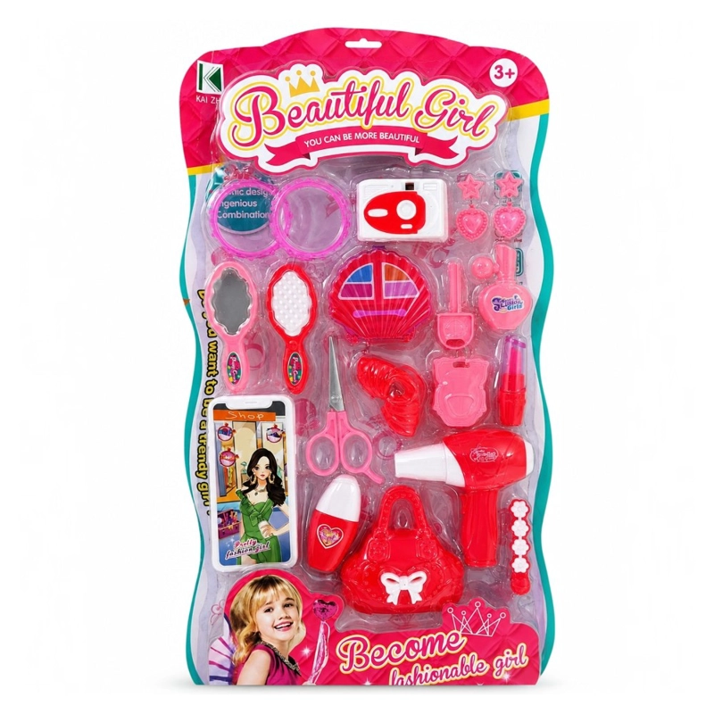 SET DE BELLEZA INFANTIL ROSADO CON SECADOR Y ACCESORIOS DE PELUQUERIA - 1
