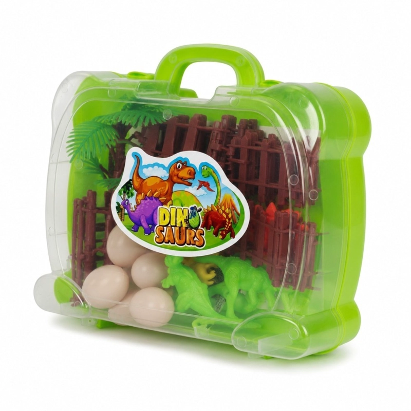SET DE DINOSAURIOS INFANTIL KIDSTAR VERDE MALETIN PORTATIL CON HUEVOS Y ACCESORIOS - 1