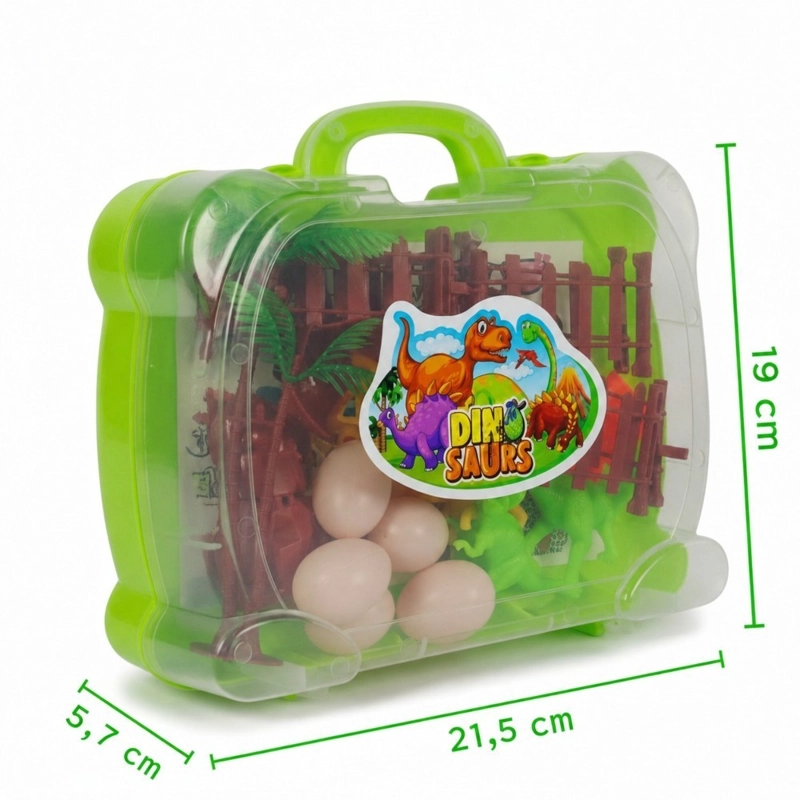 SET DE DINOSAURIOS INFANTIL KIDSTAR VERDE MALETIN PORTATIL CON HUEVOS Y ACCESORIOS - 2
