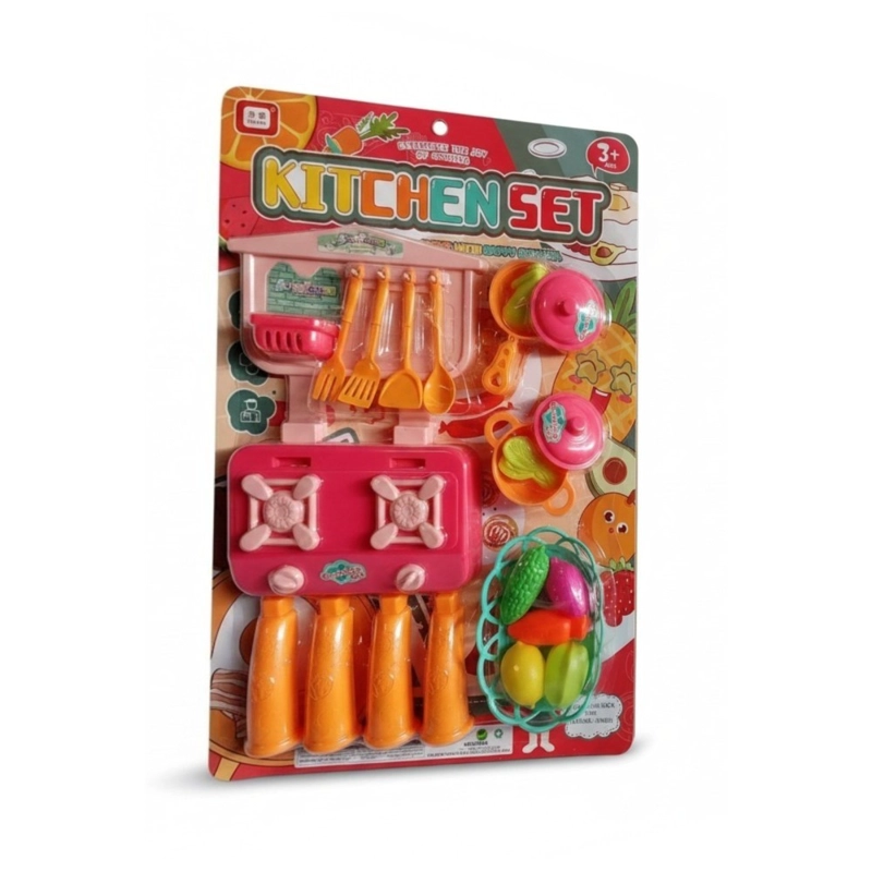 SET DE COCINA INFANTIL KIDSTAR ROSADO CON COCINILLA UTENSILIOS OLLAS Y ACCESORIOS - 1