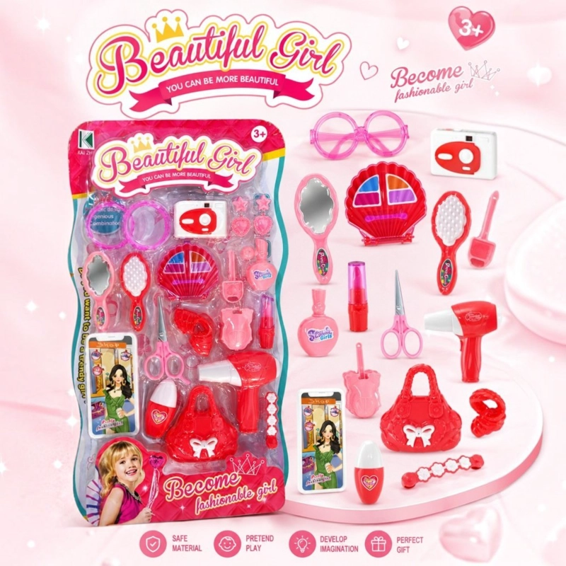 SET DE BELLEZA INFANTIL ROSADO ACCESORIOS DE PELUQUERIA 18 PIEZAS - 2