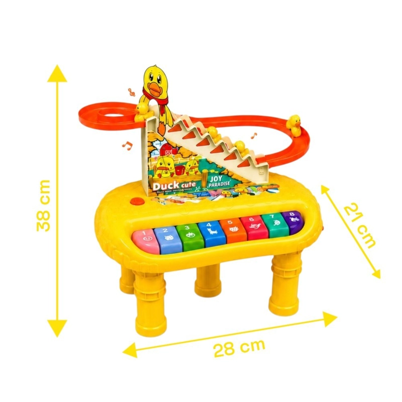 PIANO MUSICAL INFANTIL AMARILLO 2 EN 1 CON PISTA DE PATITOS LUCES Y SONIDOS - 2