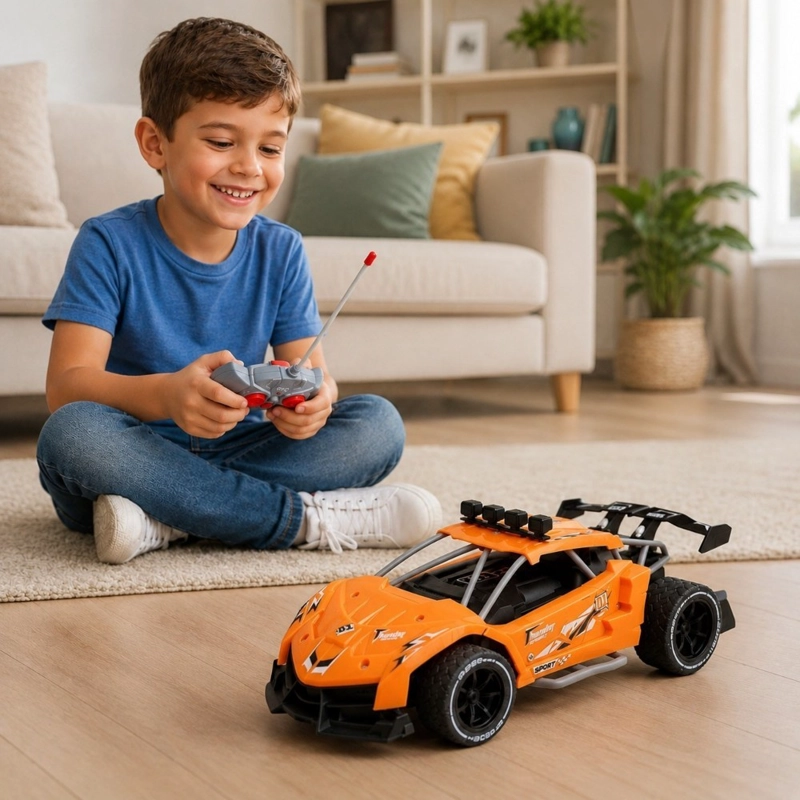 AUTO A CONTROL REMOTO KIDSTAR NARANJO ESCALA 1:16 RECARGABLE USB CON LUCES - 3