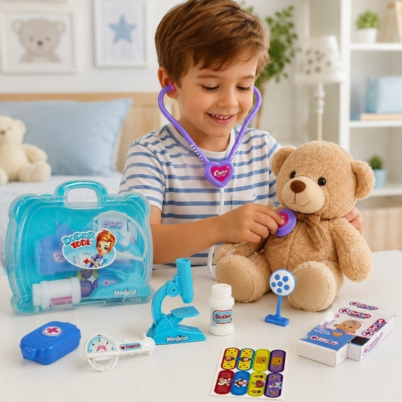 SET DE DOCTOR INFANTIL KIDSTAR CELESTE MALETIN PORTATIL CON ACCESORIOS ME DICOS - 3