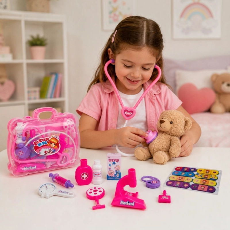 SET DE DOCTORA INFANTIL KIDSTAR ROSADO MALETIN PORTATIL CON ACCESORIOS ME DICOS - 3