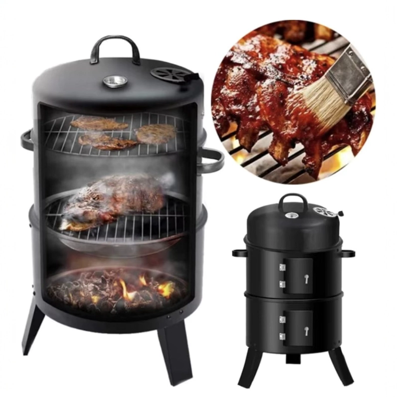 AHUMADOR VERTICAL A CARBON HOME&DESIGN NEGRO 40 CM 2 NIVELES CON TERMOMETRO - 1