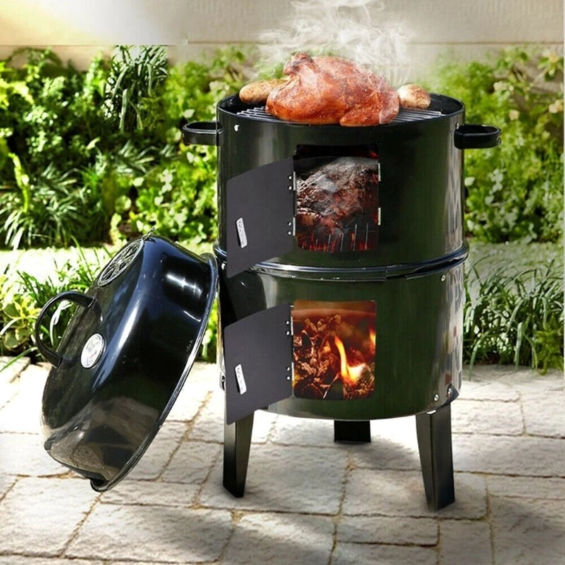 AHUMADOR VERTICAL A CARBON HOME&DESIGN NEGRO 40 CM 2 NIVELES CON TERMOMETRO - 3