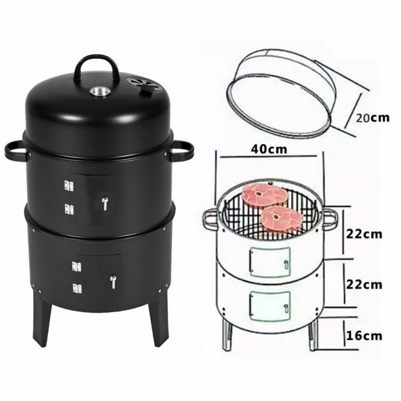 AHUMADOR VERTICAL A CARBON HOME&DESIGN NEGRO 40 CM 2 NIVELES CON TERMOMETRO - 4
