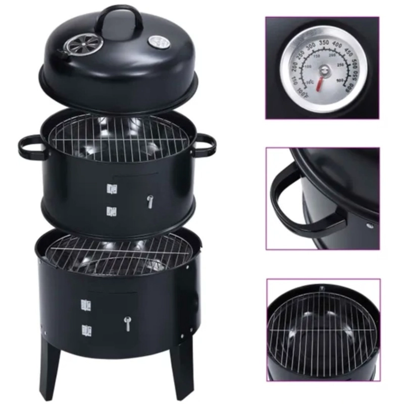 AHUMADOR VERTICAL A CARBON HOME&DESIGN NEGRO 40 CM 2 NIVELES CON TERMOMETRO - 6