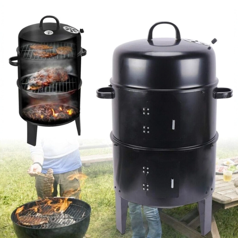AHUMADOR VERTICAL A CARBON HOME&DESIGN NEGRO 40 CM 2 NIVELES CON TERMOMETRO - 7
