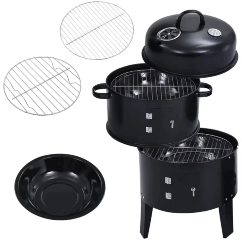 AHUMADOR VERTICAL A CARBON HOME&DESIGN NEGRO 40 CM 2 NIVELES CON TERMOMETRO - 8