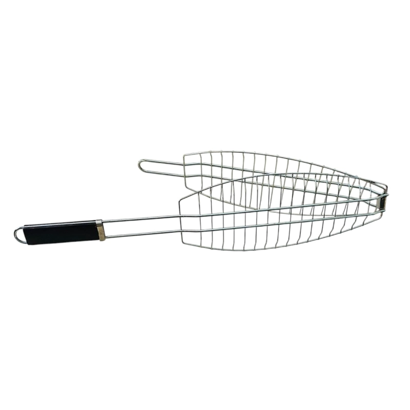 PARRILLA PARA PESCADO HOME&DESIGN PLATEADO 65 CM DOBLE REJILLA CON MANGO - 4