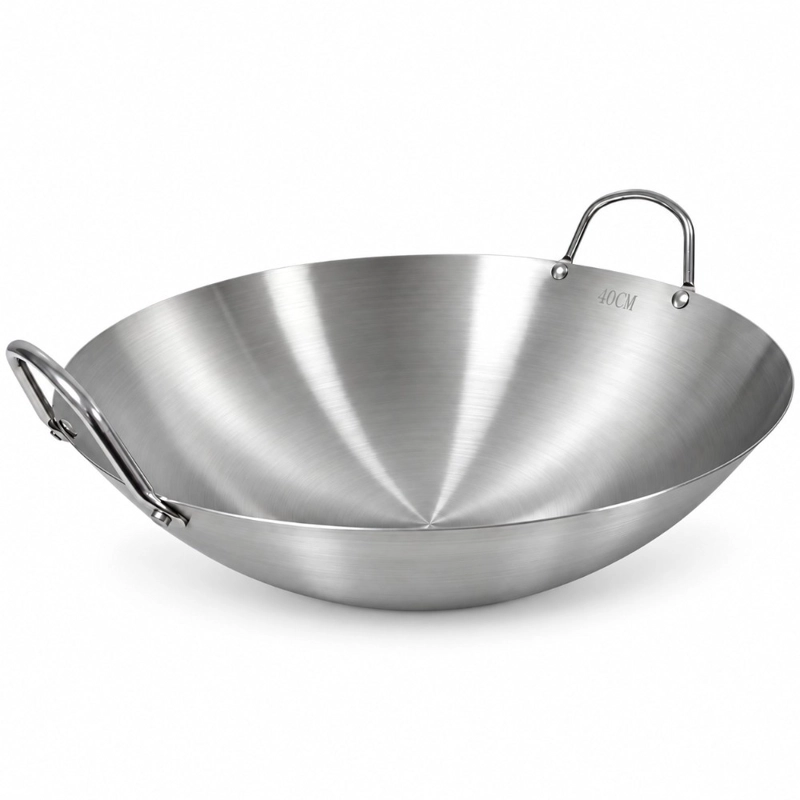 WOK DECODREAMS PLATEADO ACERO INOXIDABLE 40 CM CON DOS ASAS - 1