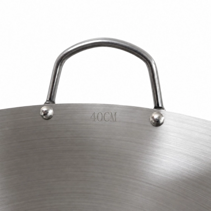 WOK DECODREAMS PLATEADO ACERO INOXIDABLE 40 CM CON DOS ASAS - 4