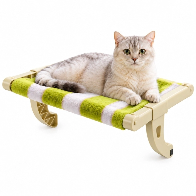 CAMA COLGANTE PARA GATO HOME&DESIGN VERDE AJUSTABLE PARA VENTANA 43X35 CM - 1