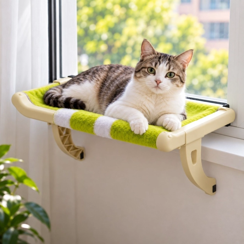 CAMA COLGANTE PARA GATO HOME&DESIGN VERDE AJUSTABLE PARA VENTANA 43X35 CM - 3