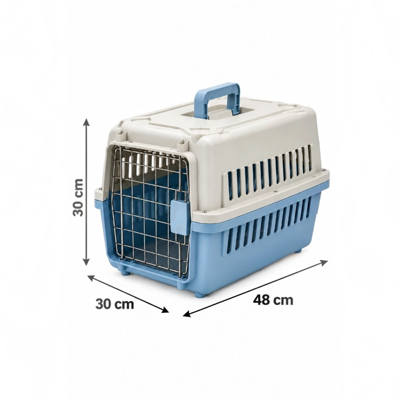 JAULA TRANSPORTADORA PARA MASCOTAS HOME&DESIGN CELESTE BEIGE 48X30X30 CM - 2
