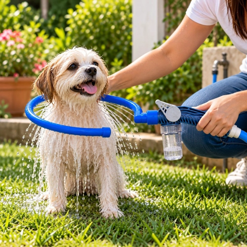 DUCHA PARA PERROS 360 AZUL LAVADOR MASCOTA CON DISPENSADOR - 3