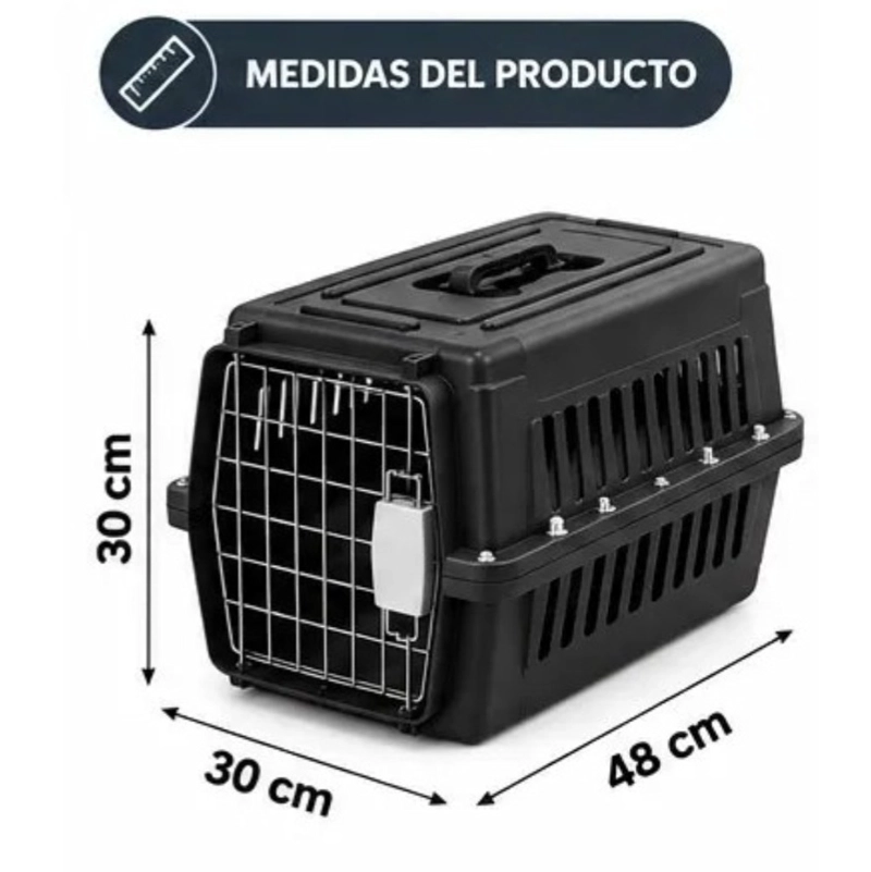 JAULA TRANSPORTADORA PARA MASCOTAS HOME&DESIGN NEGRO 48X30X30 CM - 2