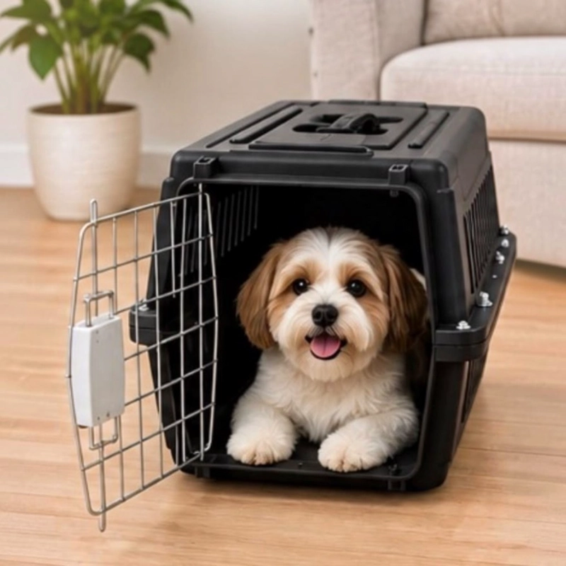 JAULA TRANSPORTADORA PARA MASCOTAS HOME&DESIGN NEGRO 48X30X30 CM - 3