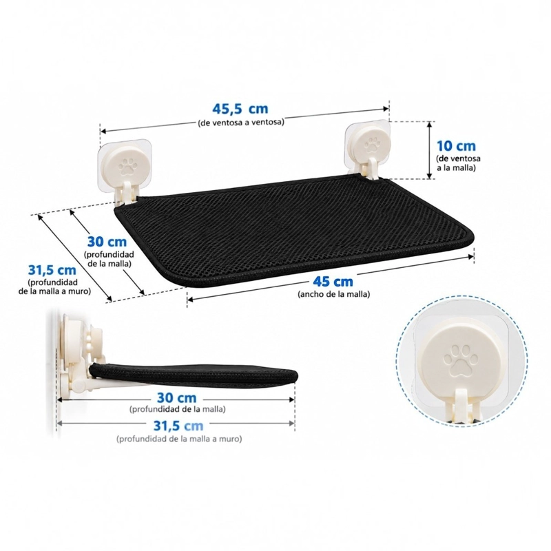 HAMACA PARA GATO HOME&DESIGN NEGRO CON VENTOSAS PARA VENTANA - 2