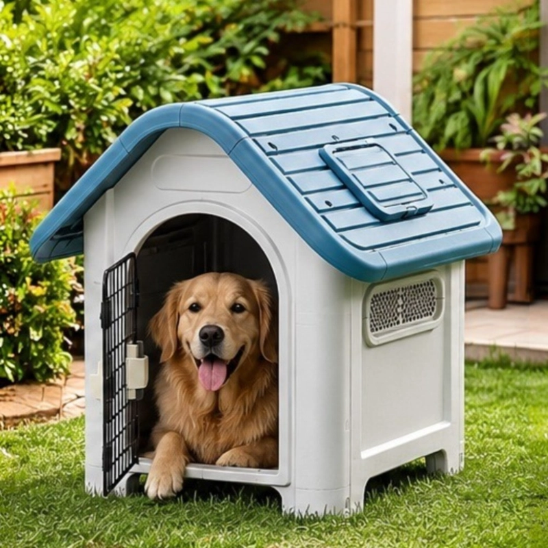 CASA PARA PERRO HOME&DESIGN VERDE Y GRIS 76X48X66 CM PARA EXTERIOR - 3