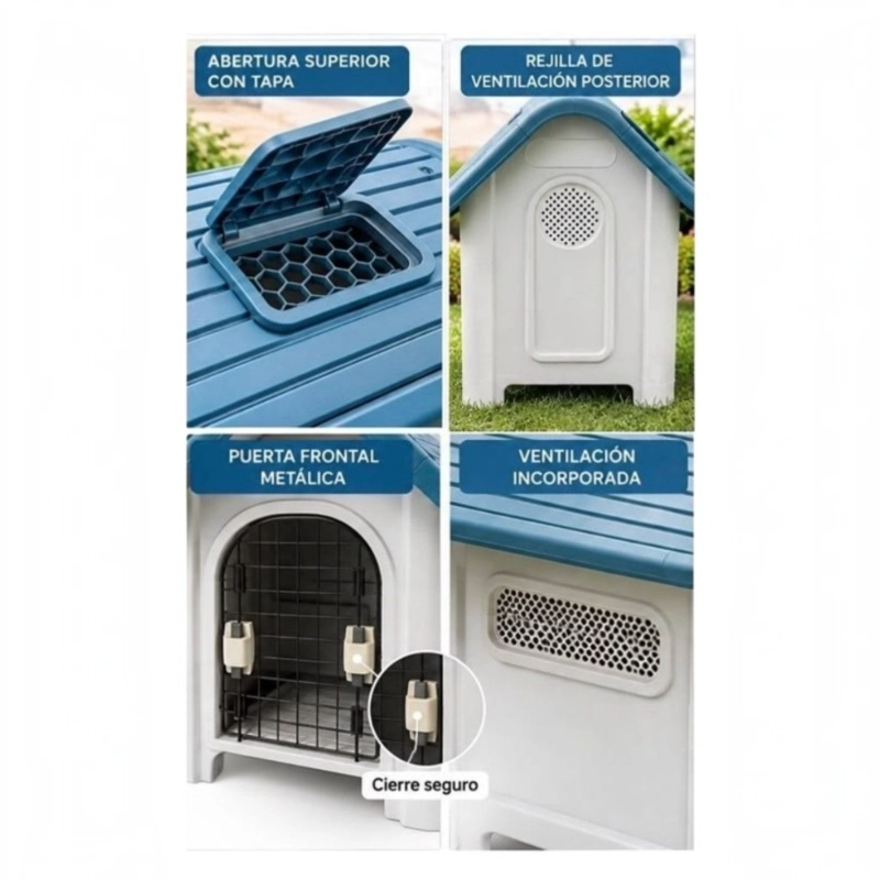 CASA PARA PERRO HOME&DESIGN VERDE Y GRIS 76X48X66 CM PARA EXTERIOR - 4