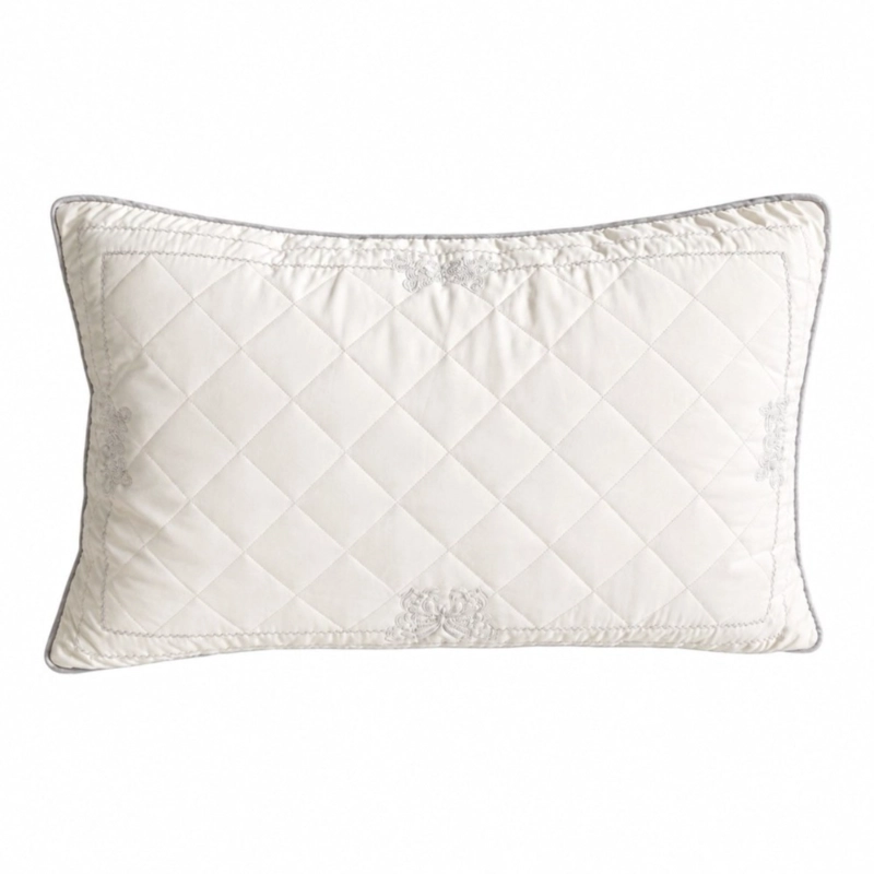 ALMOHADA DECODREAMS BLANCO BORDADO GRIS 70 X 44 CM ACOLCHADA DECORATIVA - 1