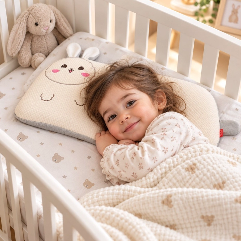 ALMOHADA INFANTIL DECODREAMS BLANCA DISEÑO CONEJO BORDADO 47 X 27 CM - 3