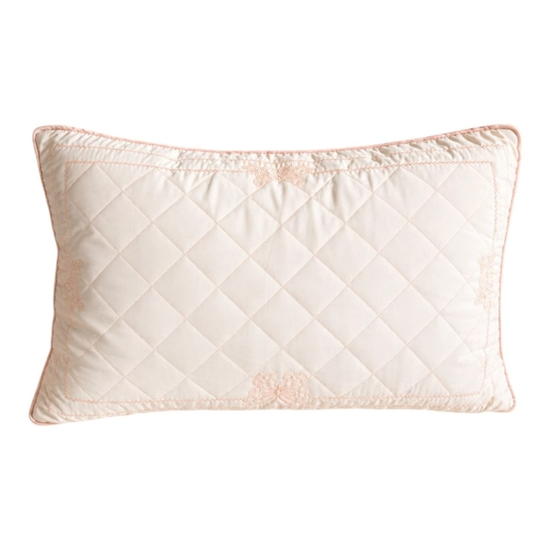 ALMOHADA DECODREAMS BLANCO BORDADO ROSADO 70 X 44 CM ACOLCHADA DECORATIVA - 1