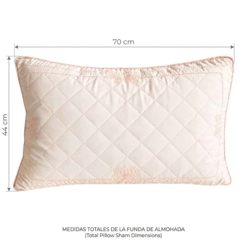 ALMOHADA DECODREAMS BLANCO BORDADO ROSADO 70 X 44 CM ACOLCHADA DECORATIVA - 2