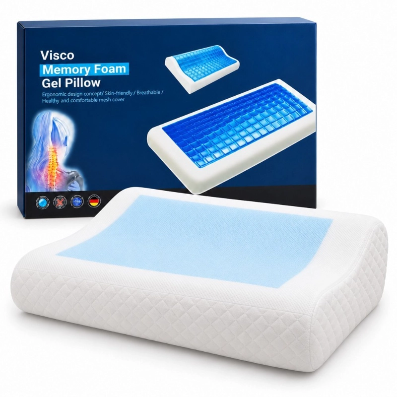 ALMOHADA DE DORMIR DECODREAMS BLANCO 60X40 CM MEMORY FOAM GEL ERGONOMICA CERVICAL - 1