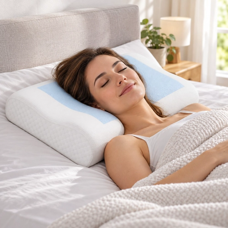ALMOHADA DE DORMIR DECODREAMS BLANCO 60X40 CM MEMORY FOAM GEL ERGONOMICA CERVICAL - 3