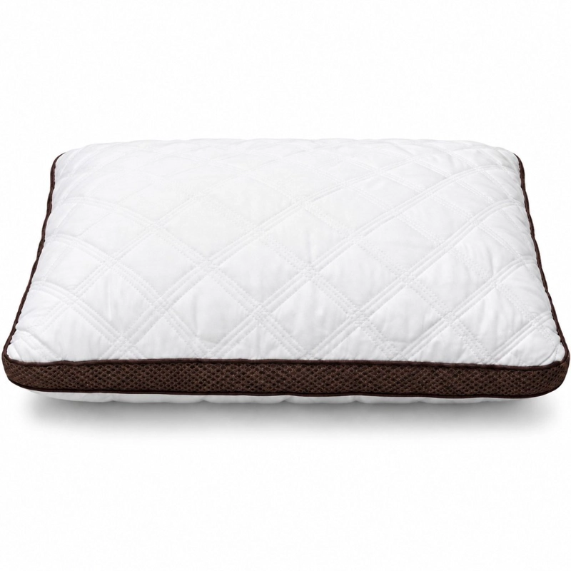 ALMOHADA DECODREAMS BLANCA 70 X 45 CM ACOLCHADA CON BORDE CAFE - 1
