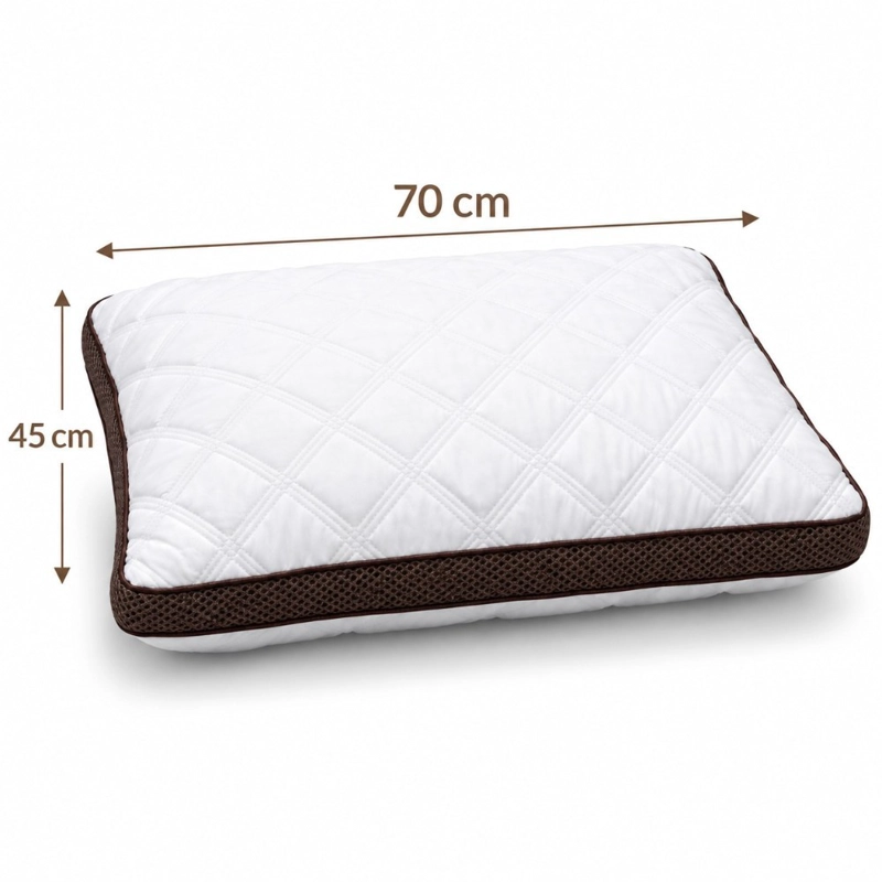 ALMOHADA DECODREAMS BLANCA 70 X 45 CM ACOLCHADA CON BORDE CAFE - 2