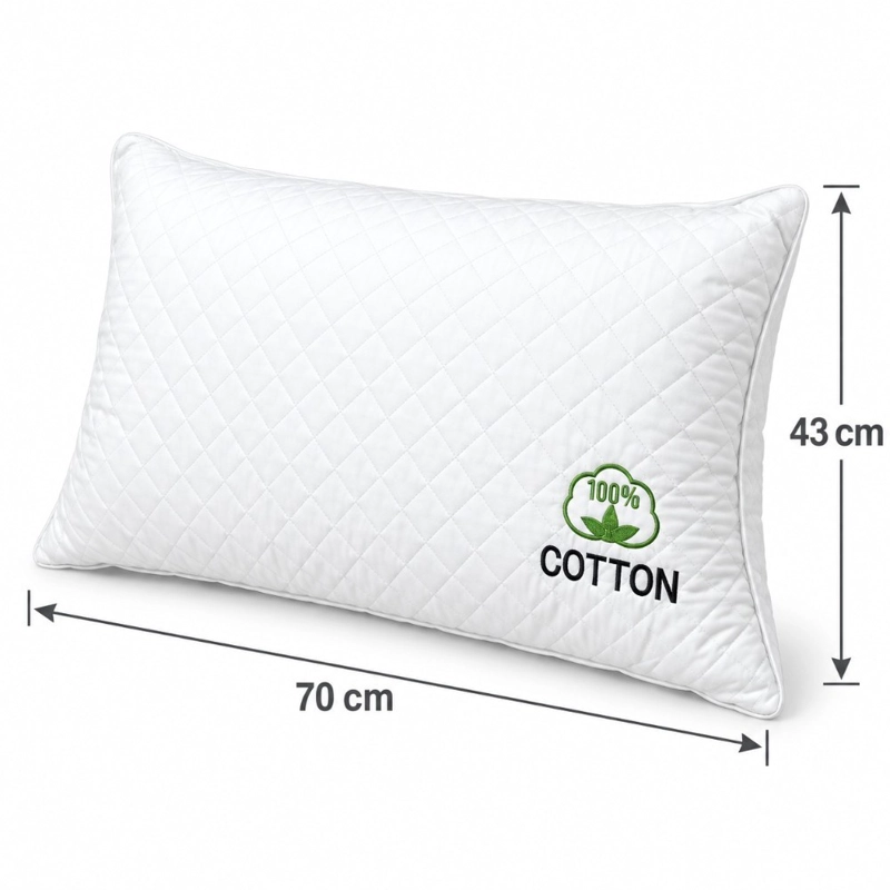 ALMOHADA DECODREAMS BLANCA 70 X 43 CM ACOLCHADA CUBIERTA DE ALGODON - 2
