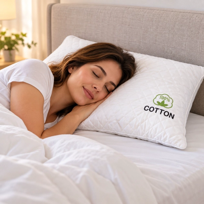 ALMOHADA DECODREAMS BLANCA 70 X 43 CM ACOLCHADA CUBIERTA DE ALGODON - 3