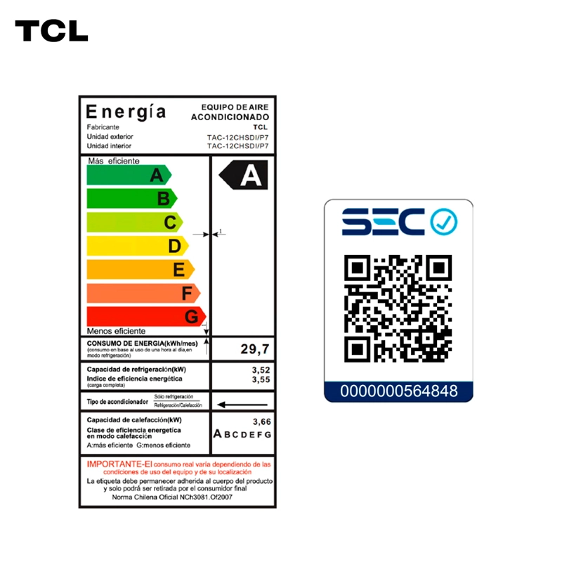 AIRE ACONDICIONADO INVERTER TCL FRESHIN 3.0 12000 BTU WIFI - 10