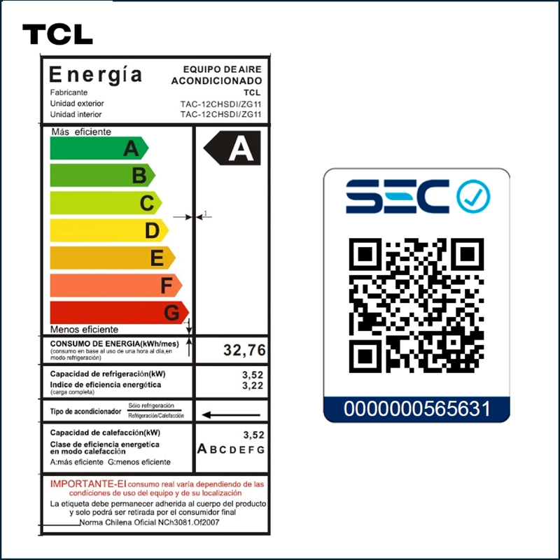 AIRE ACONDICIONADO INVERTER TCL SAVEIN 12000 BTU WIFI - 2