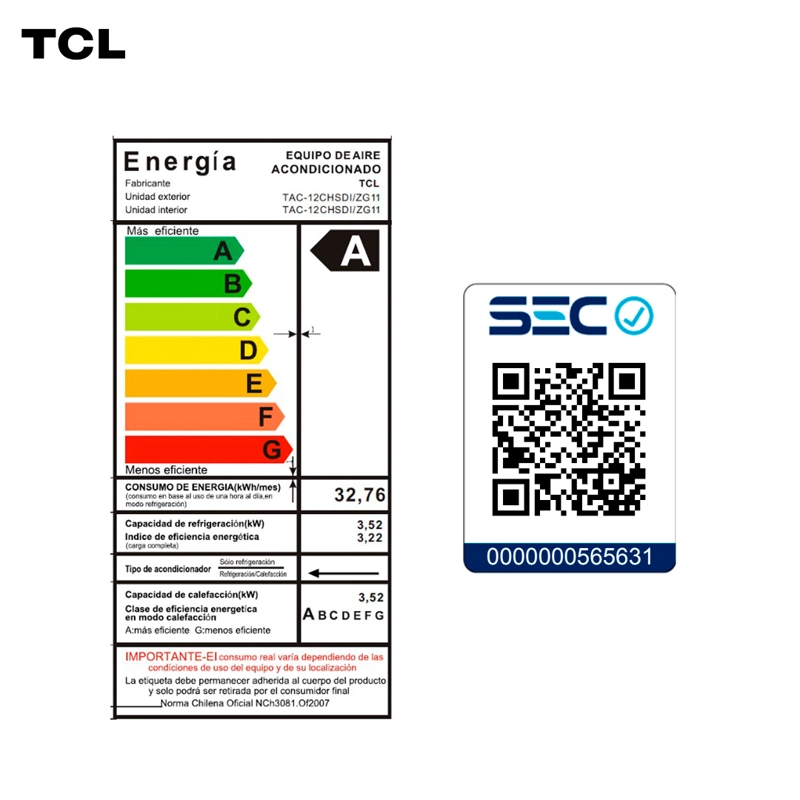 AIRE ACONDICIONADO INVERTER TCL SAVEIN 12000 BTU WIFI F - 11