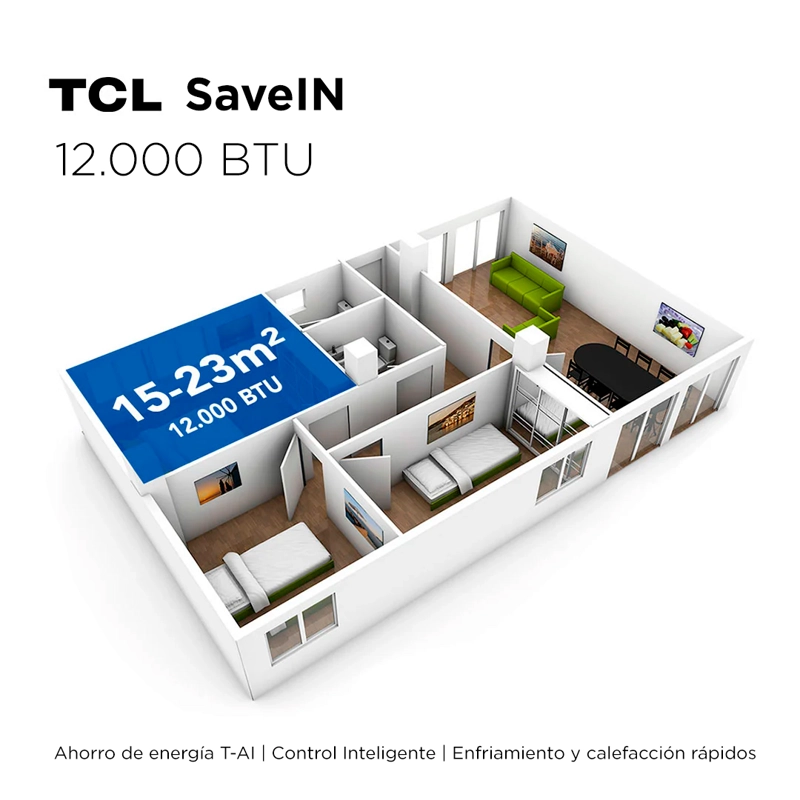 AIRE ACONDICIONADO INVERTER TCL SAVEIN 12000 BTU WIFI F - 2