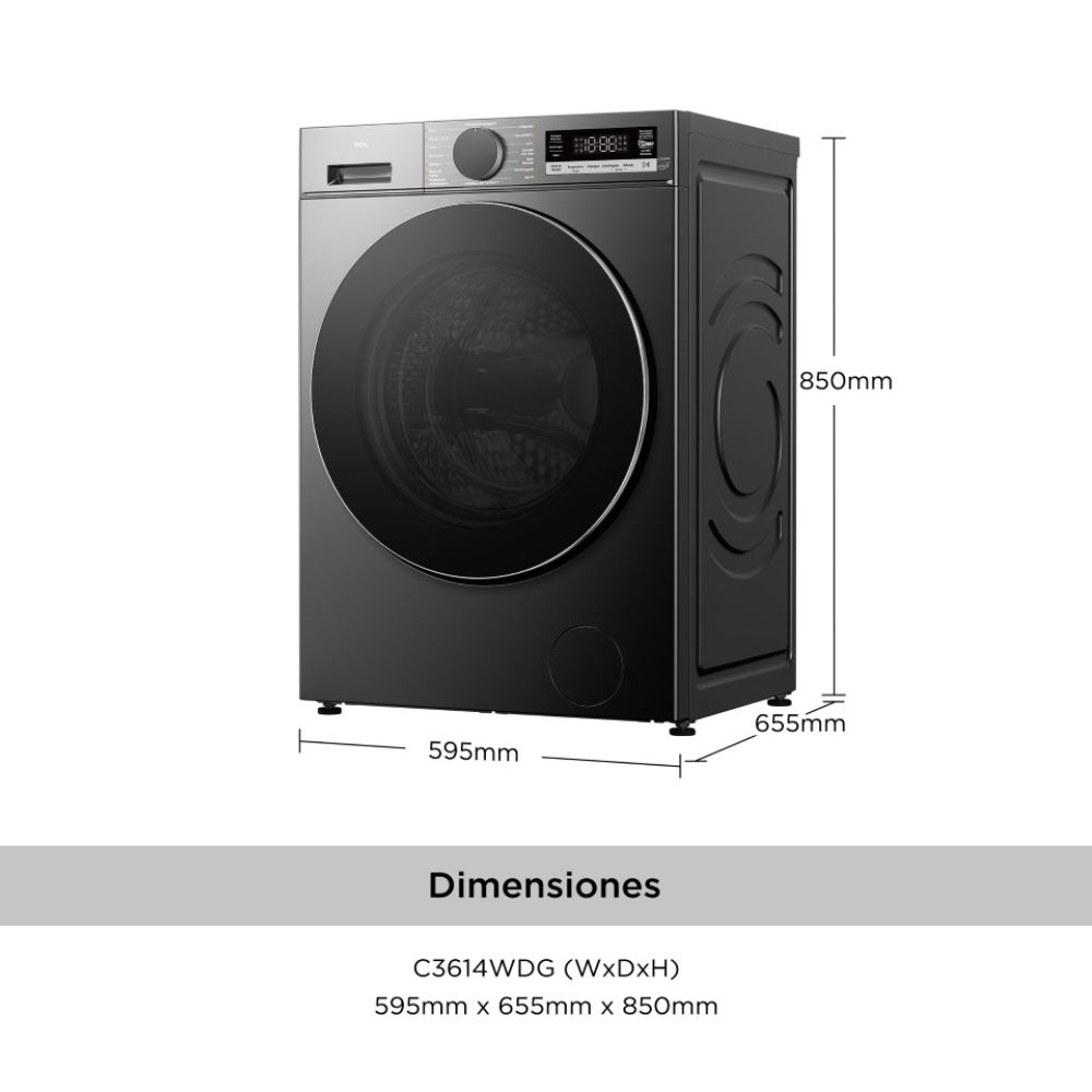 LAVADORA SECADORA FRONTAL TCL 13.5KG/8KG C3614WDG - 3