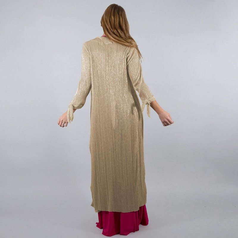 TAPADO KIMONO LARGO VERONA DORADO CLARO PLISADO METALIZADO MARIA PASKARO - 3