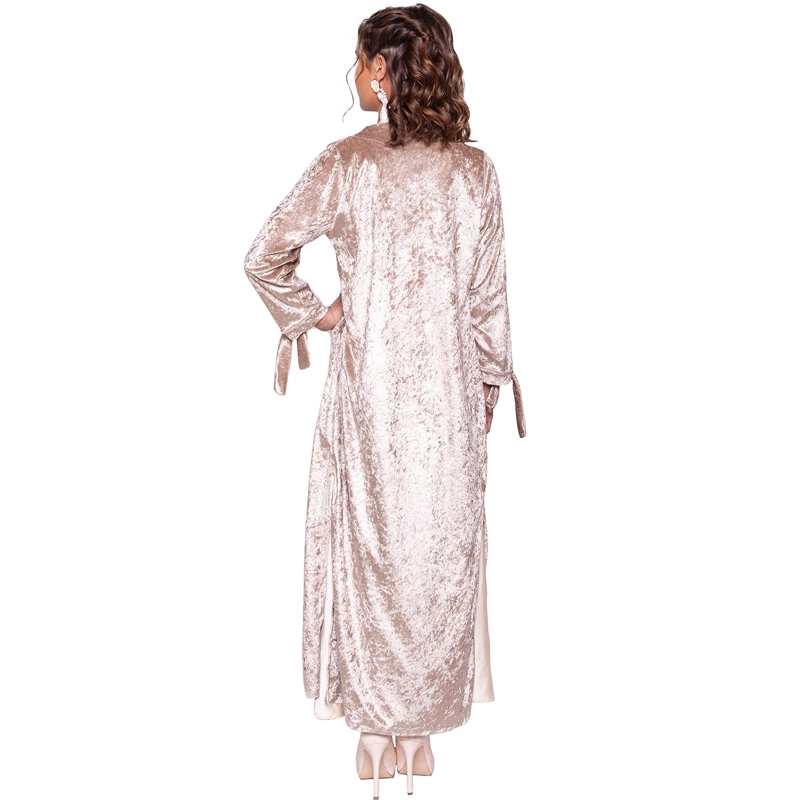 TAPADO KIMONO LARGO REGULAR FIT MUJER MARIA PASKARO DORADO VERONA JASPEADO TERCIOPELO - 2