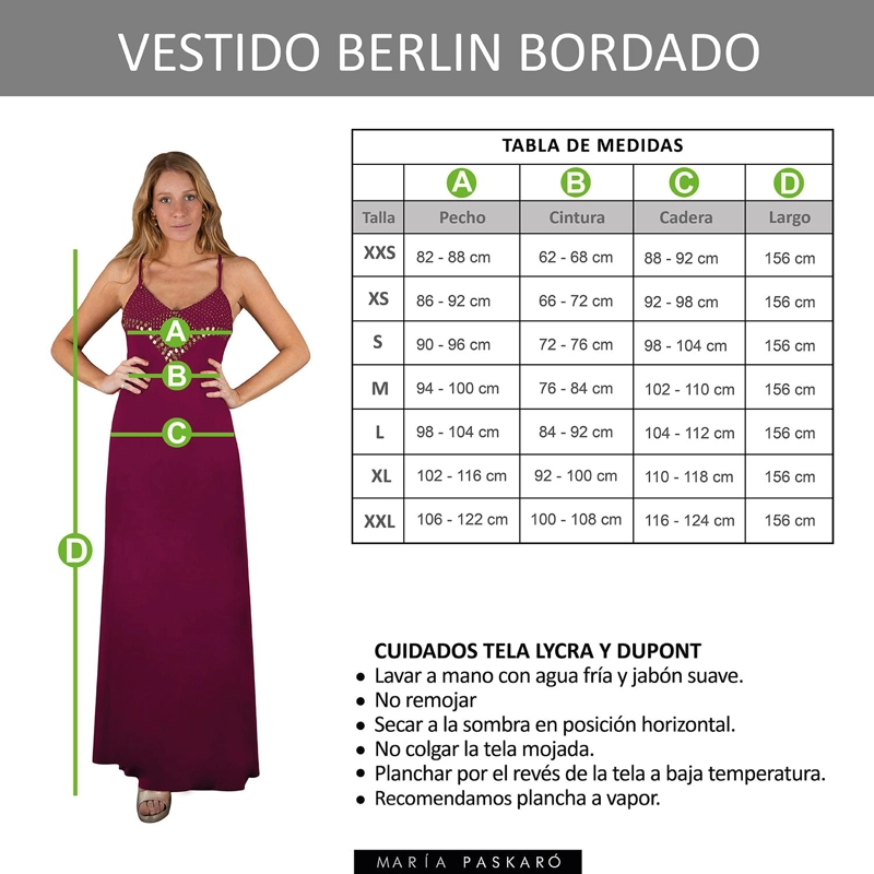 VESTIDO LARGO BERLIN ROJO ITALIANO LYCRA BORDADO A MANO MARIA PASKARO - 6