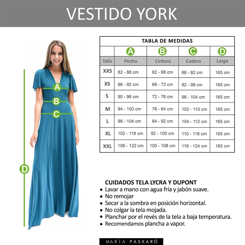 VESTIDO LARGO YORK AZUL MARINO LYCRA MANGAS  MARIA PASKARO - 5
