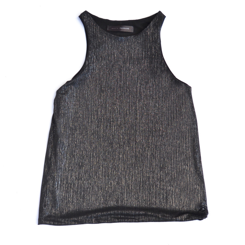 POLERA PIPA NEGRO JASPEADO LYCRA MUSCULOSA MARIA PASKARO - 1